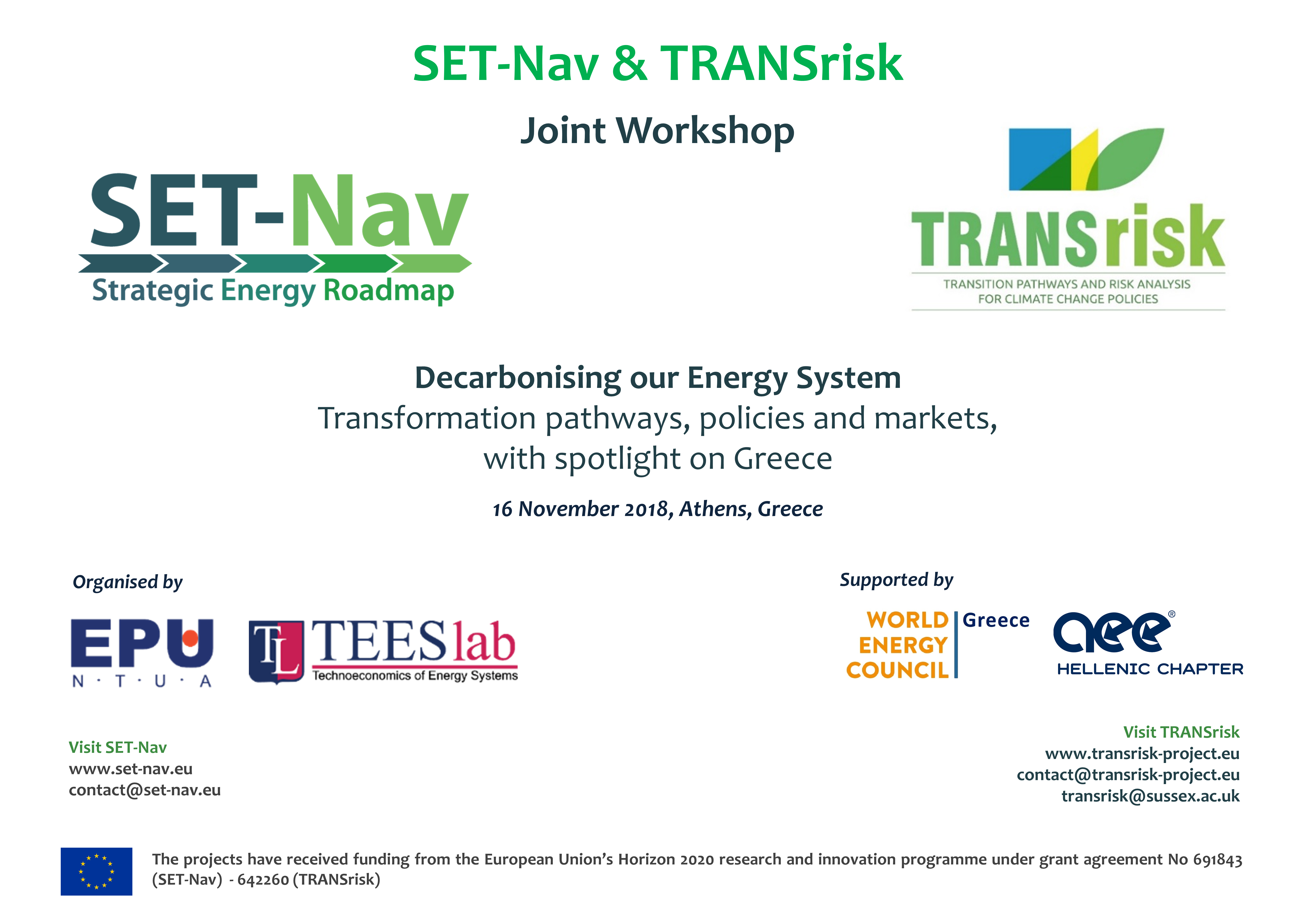 TRANSrisk & SET-Nav Regional Workshop, 16 November 2018, Athens, Greece