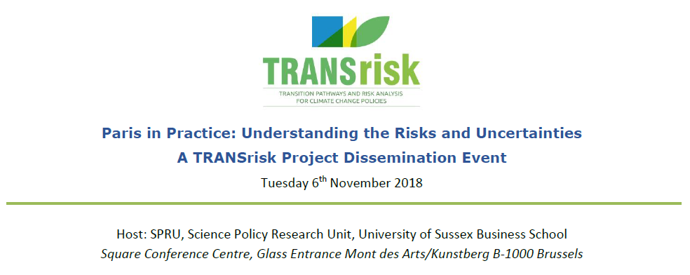 TRANSrisk Policy Lunch “Paris in Practice: Understanding the Risks and Uncertainties”, 6 November 2018, Brussels, Belgium