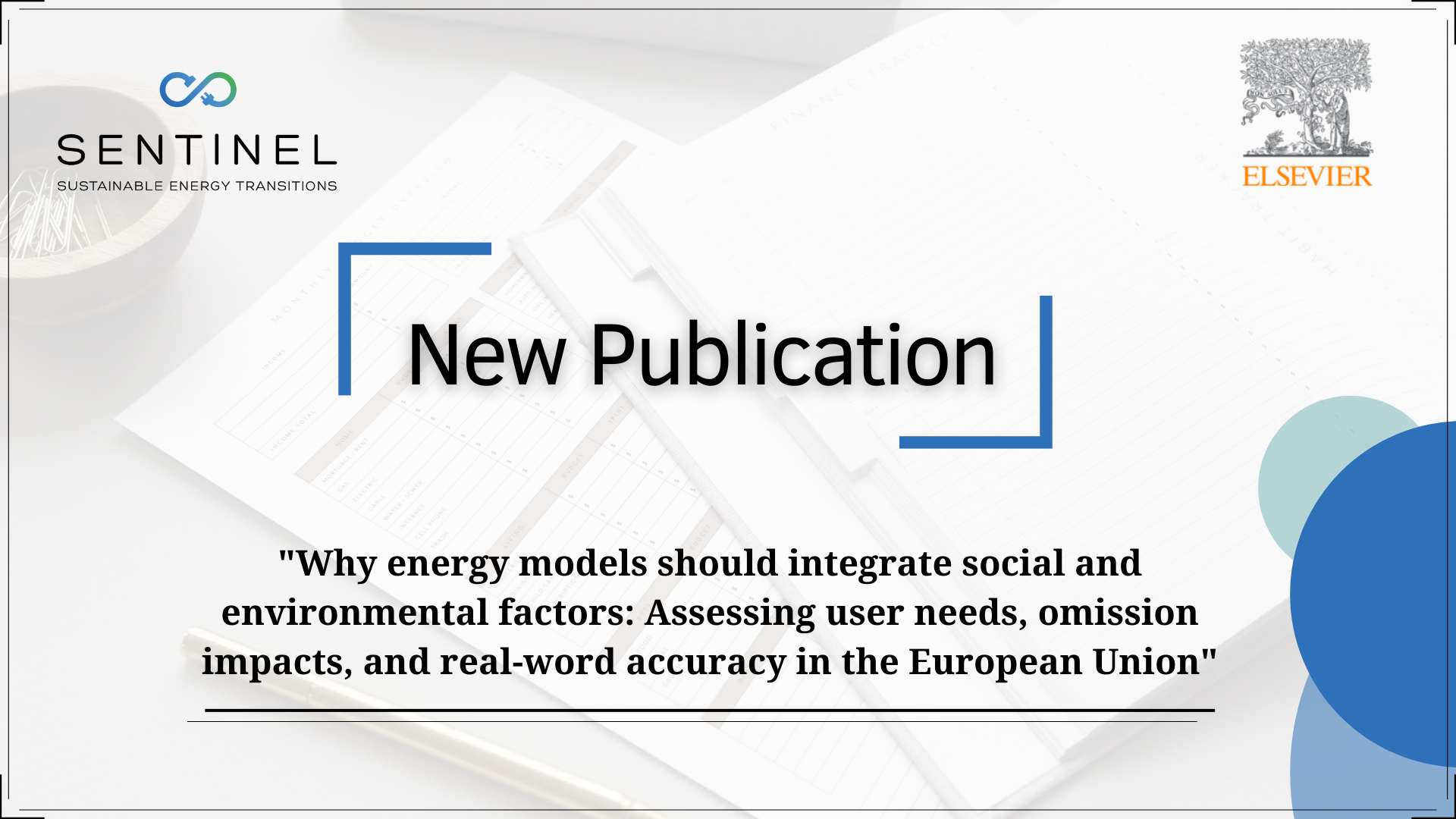 New SENTINEL publication: Why energy models should integrate social and environmental factors?