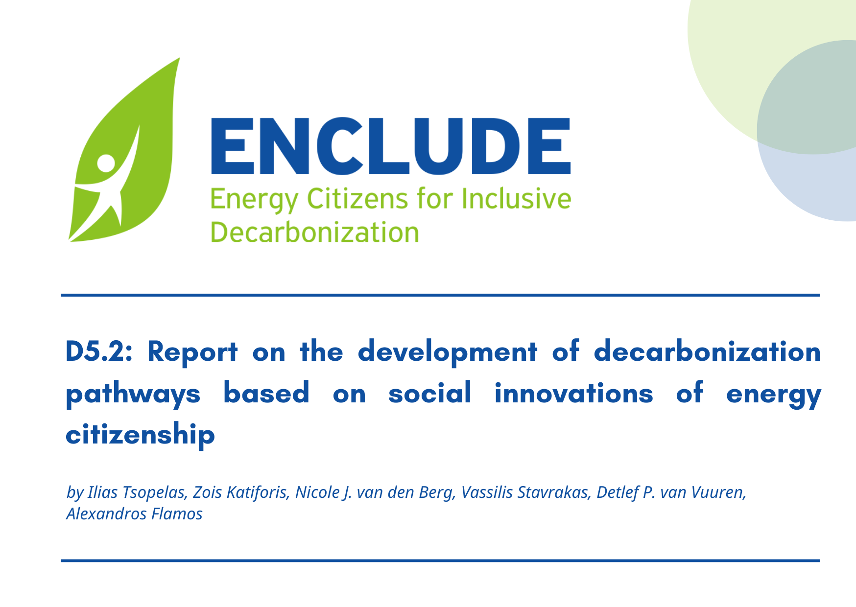 New ENCLUDE report: Development of decarbonization pathways based on social innovations of energy citizenship